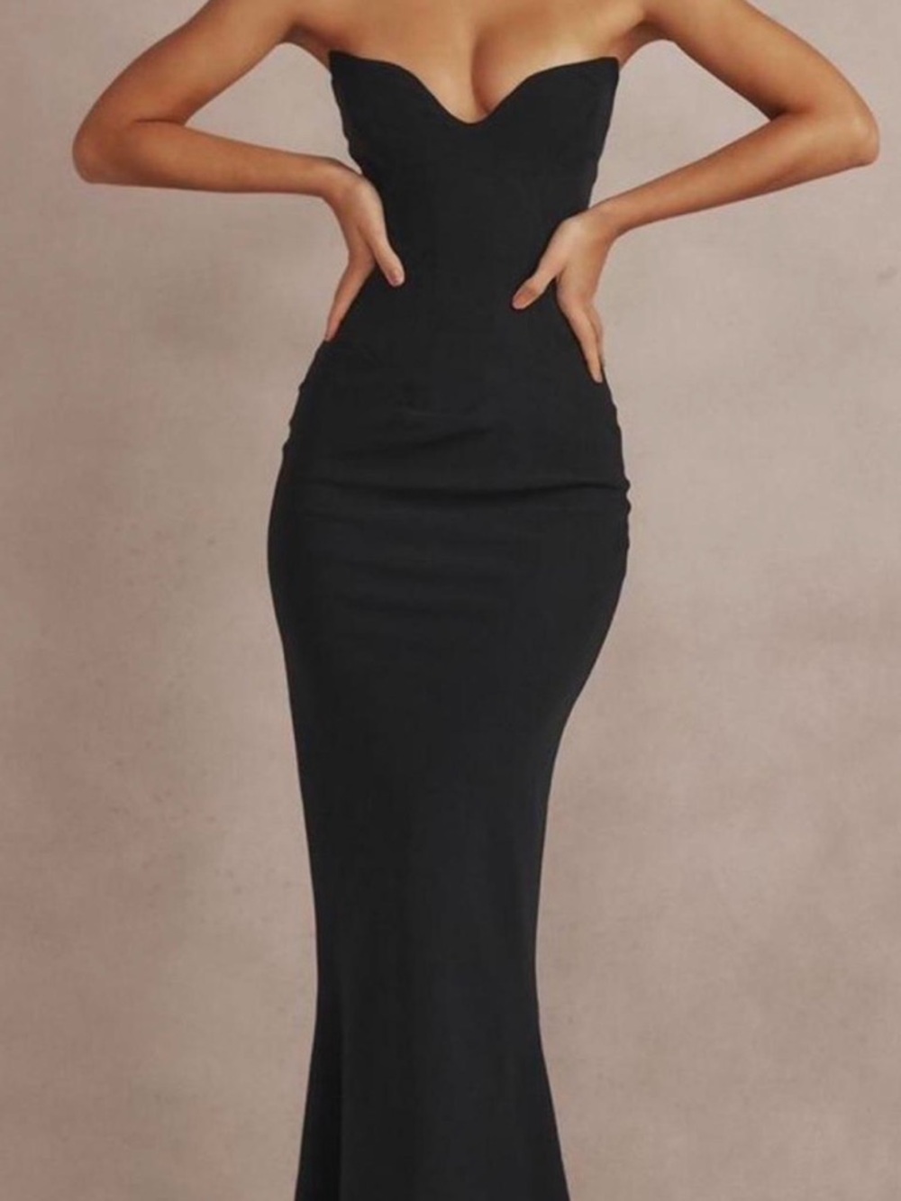 Strapless Black Mermaid Evening Dress